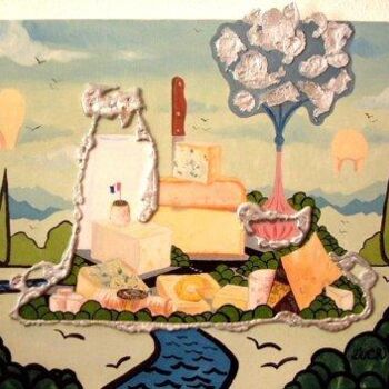 Painting titled "Fromages ville" by Pierre Ziveri, Original Artwork, Oil