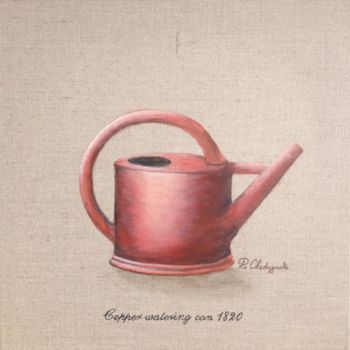 Painting titled "Copper watering can" by Pierre Chadzynski, Original Artwork, Acrylic