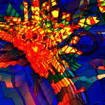 Digitale Kunst mit dem Titel "OVNI" von Pierre Corbu, Original-Kunstwerk, Digitale Malerei