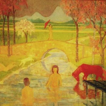 Pittura intitolato "Scène Asiatique" da Pierre Dalmas, Opera d'arte originale