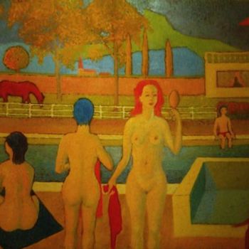 Pintura intitulada "La Piscine" por Pierre Dalmas, Obras de arte originais