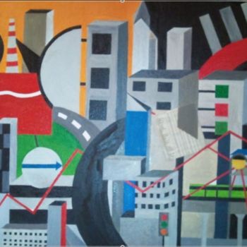 Painting titled "Megalopolis" by Pierre Fagola, Original Artwork