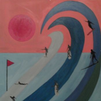Painting titled "Surf Session" by Pierre Fagola, Original Artwork