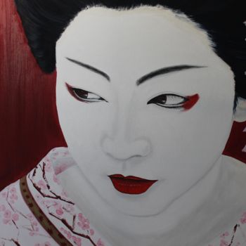 Malerei mit dem Titel "Japonaise geisha" von Pierre Fénié, Original-Kunstwerk, Öl