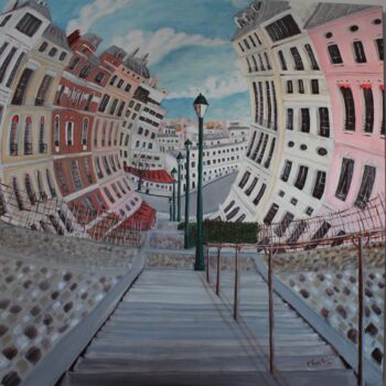 Peinture intitulée "Montmartre" par Pierre Fénié, Œuvre d'art originale, Huile
