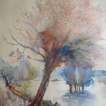 Pittura intitolato "Arbre-sous-le-givre…" da Pierre Feyeux, Opera d'arte originale, Acquarello