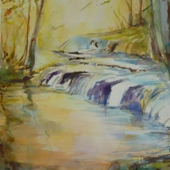 Peinture intitulée "Cascade du ruisseau" par Pierre Feyeux, Œuvre d'art originale, Huile