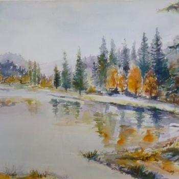 Painting titled "Lac du Jura" by Pierre Feyeux, Original Artwork, Oil