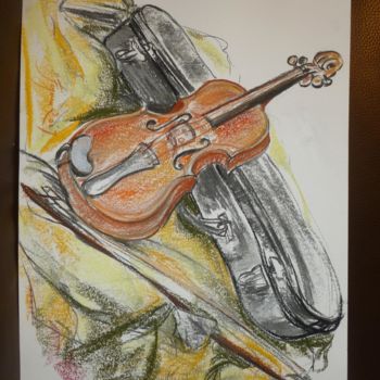 Painting titled "Le violon" by Pierre Feyeux, Original Artwork, Oil