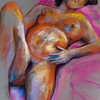Peinture intitulée "Modèle enceinte de…" par Pierre Feyeux, Œuvre d'art originale, Autre