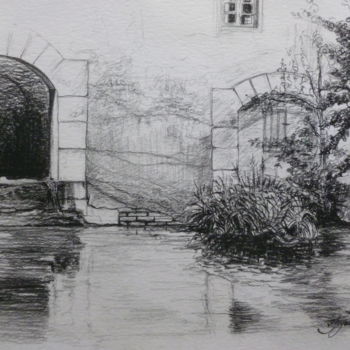 Drawing titled "Gour du Moulin Gay…" by Pierre Feyeux, Original Artwork, Graphite