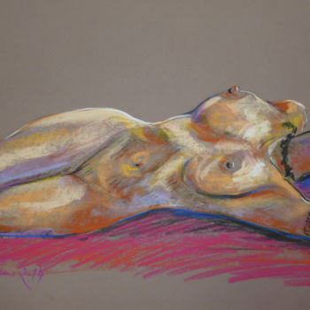 Dessin intitulée "Le repos du modèle" par Pierre Feyeux, Œuvre d'art originale, Pastel
