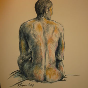 Peinture intitulée "DOS d'ALAIN" par Pierre Feyeux, Œuvre d'art originale, Pastel