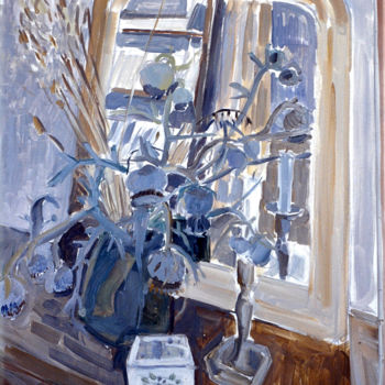Malerei mit dem Titel "Bouquet et reflet d…" von Pierre Jean Delpeuc'H, Original-Kunstwerk, Öl