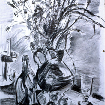 Peinture intitulée "bouquet fusain et o…" par Pierre Jean Delpeuc'H, Œuvre d'art originale, Autre