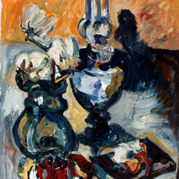 Картина под названием "Lampe à l'huile et…" - Pierre Jean Delpeuc'H, Подлинное произведение искусства, Акрил