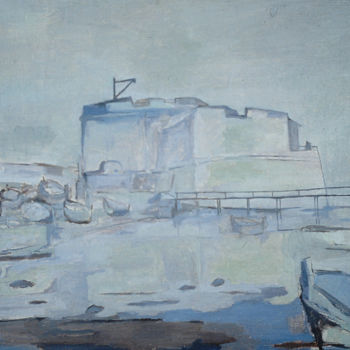 Painting titled "Toulon port" by Pierre Jean Delpeuc'H, Original Artwork, Oil