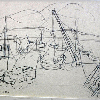 Drawing titled "Porquerolles grue d…" by Pierre Jean Delpeuc'H, Original Artwork, Other