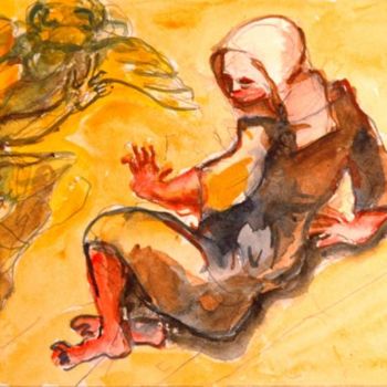 Painting titled "l'annonce à Marie" by Pierre Jean Delpeuc'H, Original Artwork