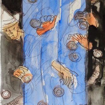 Malarstwo zatytułowany „les illusionistes” autorstwa Pierre Jean Delpeuc'H, Oryginalna praca, Akwarela