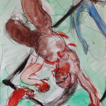 绘画 标题为“l'acrobate brune” 由Pierre Jean Delpeuc'H, 原创艺术品, 水彩