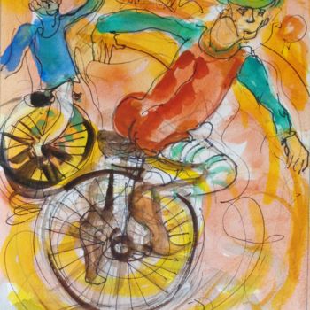 "Deux equilibristes…" başlıklı Tablo Pierre Jean Delpeuc'H tarafından, Orijinal sanat, Suluboya