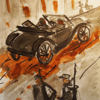 绘画 标题为“automobile” 由Pierre Jean Delpeuc'H, 原创艺术品, 水彩