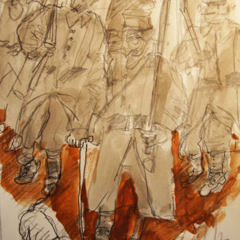 Ζωγραφική με τίτλο "les marches" από Pierre Jean Delpeuc'H, Αυθεντικά έργα τέχνης, Ακουαρέλα