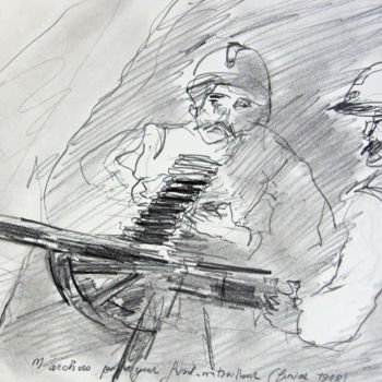 Malerei mit dem Titel "fusil mitrailleur" von Pierre Jean Delpeuc'H, Original-Kunstwerk, Andere
