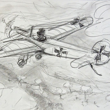 Картина под названием "avion allemand" - Pierre Jean Delpeuc'H, Подлинное произведение искусства, Другой