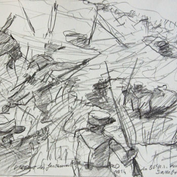 「l'assault」というタイトルの絵画 Pierre Jean Delpeuc'Hによって, オリジナルのアートワーク, その他