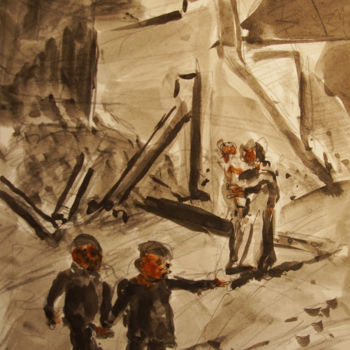 绘画 标题为“enfants belges” 由Pierre Jean Delpeuc'H, 原创艺术品, 墨