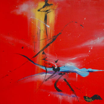 Peinture intitulée "rouge, bleu, or" par Pierre Julia, Œuvre d'art originale, Acrylique