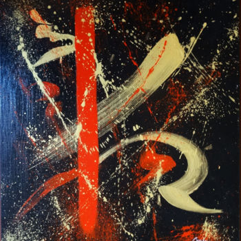 Painting titled "Noir rouge or" by Pierre Julia, Original Artwork, Acrylic