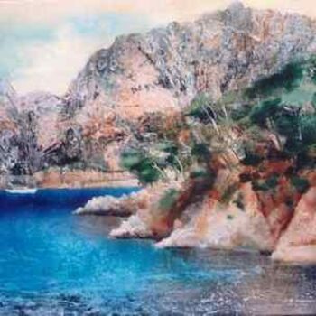 Peinture intitulée "Les calanques à Mar…" par Pierre Jutand, Œuvre d'art originale