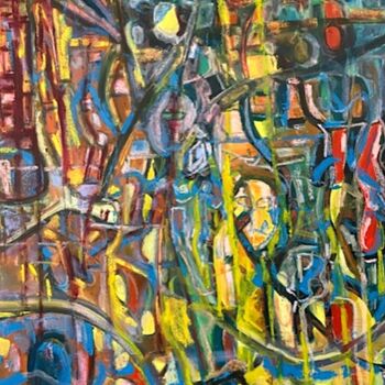 Painting titled "composition h/t 116…" by Pierre Lesc, Original Artwork, Oil