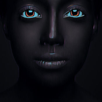 Arts numériques intitulée "Les yeux bleus" par Mo | Moffatt - Galerie Art Numérique, Œuvre d'art originale, Peinture numériq…