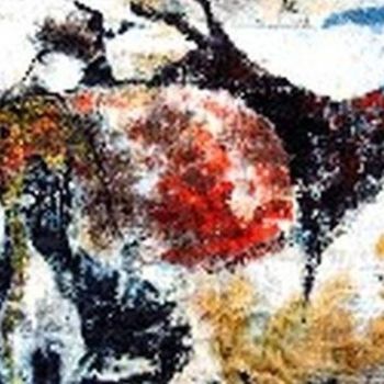 Pintura titulada "corrida rupestre" por Pierre Sallé, Obra de arte original, Oleo