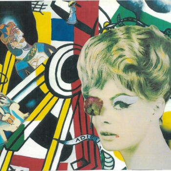 Collages intitulée ""mon oeil !!!"" par Pierrette Pejac Prophete, Œuvre d'art originale, Collages Monté sur Carton