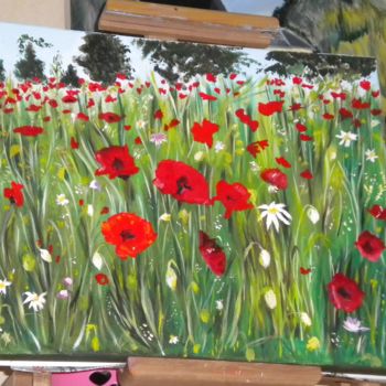 Peinture intitulée "les coquelicots" par Pierrette Kuhn, Œuvre d'art originale, Huile