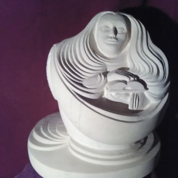 Sculpture titled "La lectrice." by Pierre Vexlard, Original Artwork, Stone