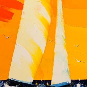 Картина под названием "La dernière vague" - Pierrick Tual, Подлинное произведение искусства, Масло