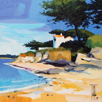 Pittura intitolato "Un coin de plage" da Pierrick Tual, Opera d'arte originale, Olio