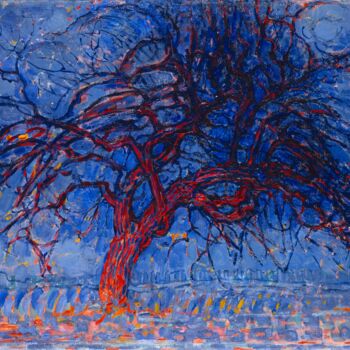 Malerei mit dem Titel "L'arbre rouge" von Piet Mondrian, Original-Kunstwerk, Öl