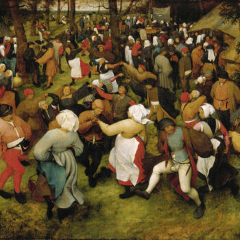 Schilderij getiteld "The Wedding Dance" door Pieter Bruegel The Elder, Origineel Kunstwerk, Olie