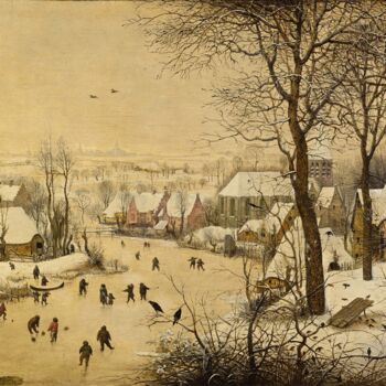 Schilderij getiteld "Winter landscape wi…" door Pieter Bruegel The Elder, Origineel Kunstwerk, Olie