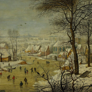Painting titled "Paysage d'hiver ave…" by Pieter Brueghel The Younger, Original Artwork, Oil