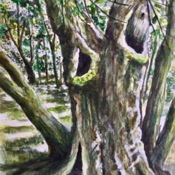 Картина под названием "Green forest" - Pietro Mari, Подлинное произведение искусства, Акварель