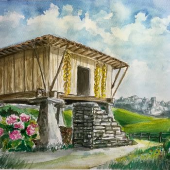 Painting titled "Asturias" by Pietro Mari, Original Artwork, Watercolor