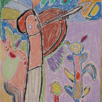 Drawing titled "Le clairon" by Gomard, Original Artwork, Pastel